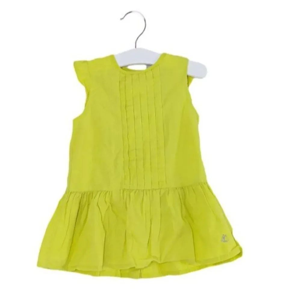 Petit Bateau Yellow Pleated Dress, Size 24M
